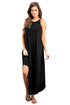 Sexy Black Sexy Chic Sleeveless Asymmetric Trim Maxi Dress